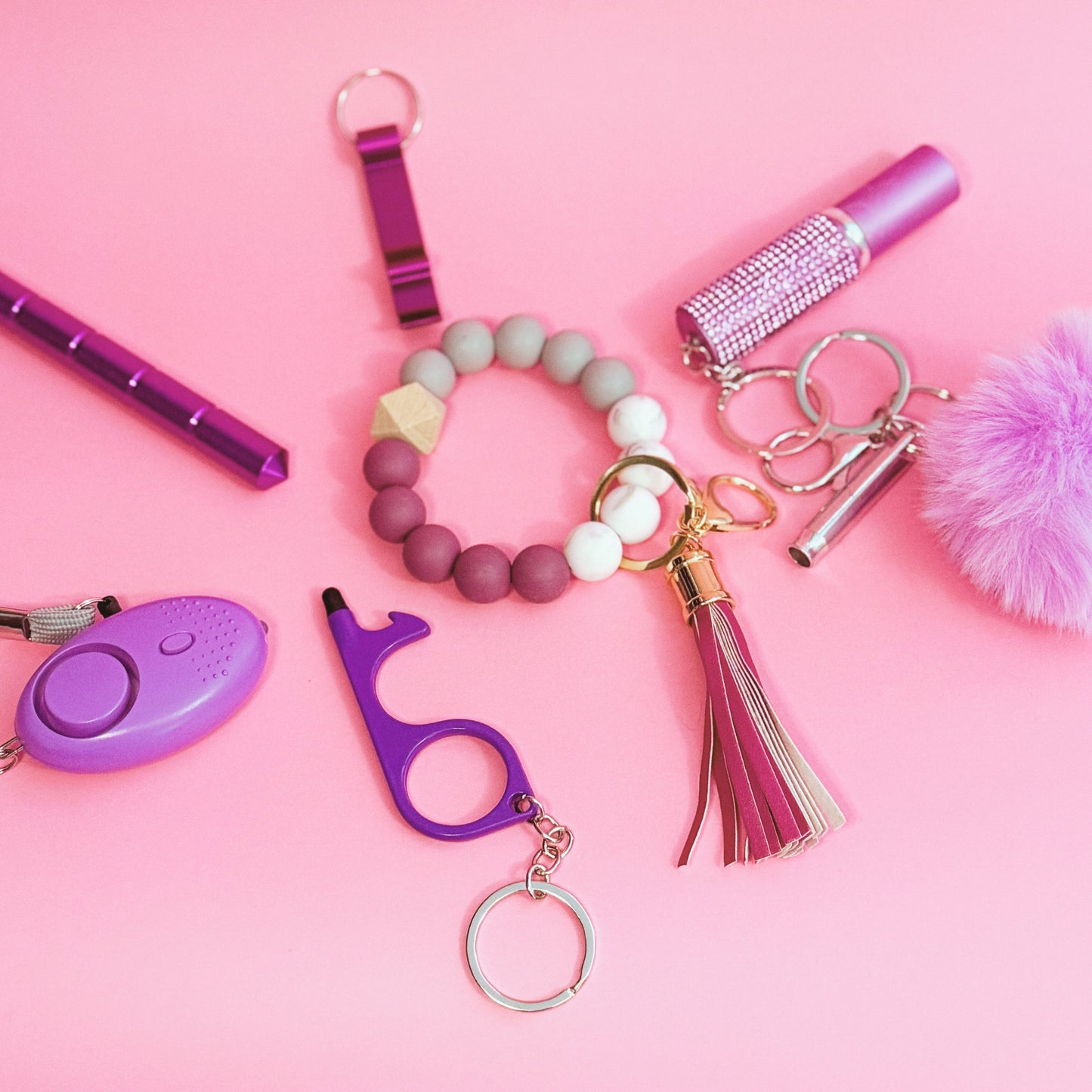 Plum Custom 9-piece Defensive Women's Personal Safety Product Multi-functional Self Defense Keychain Set for Gift